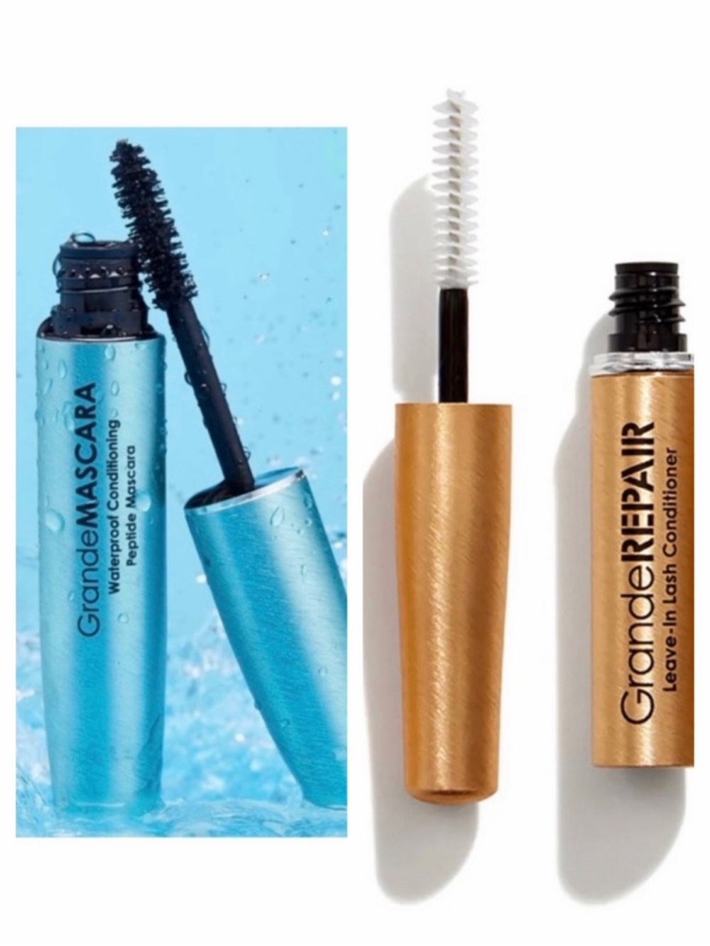 2 For 1 Grande Cosmetics Waterproof Peptide Mascara & Lash Conditioner